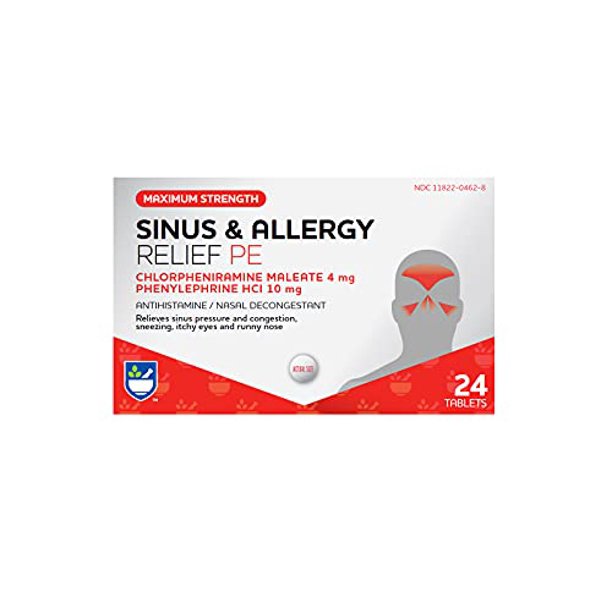 Sinus & Allergy Relief Pe Tablets, Maximum Strength 24 Count