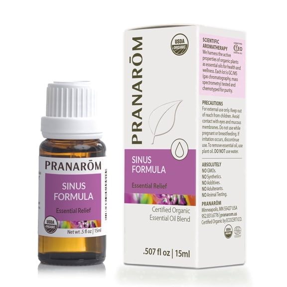 PranarÅm Sinus Formula, USDA Certified Organic Essential Oil for Wellness, 15ml