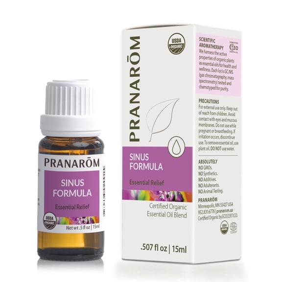 Pranarom Organic Sinus Formula Essential Oil Blend, 15 ml