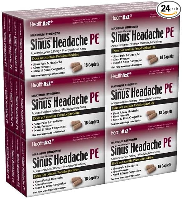 Sinus Headache PE Non-Drowsy Acetaminophen 325 mg Phenylephrine 5 mg 18 Caplets
