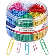 Sinvic 400 Pcs Multicolor Medium and Large Paper Clips, 250 Pcs Medium(1.3 Inch Long) & 150 Pcs Large(2 Inch Long), Rust Resistant Medium and Jumbo Paper Clips for Office