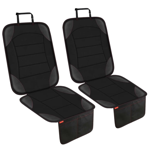 Siivton Car Seat Protector for Child Car Seat - Waterproof Non-Slip Leather Mat with 2 Mesh Pockets, Universal Seat Cover for Baby, Pets & Vehicles(2-Pack,Black)