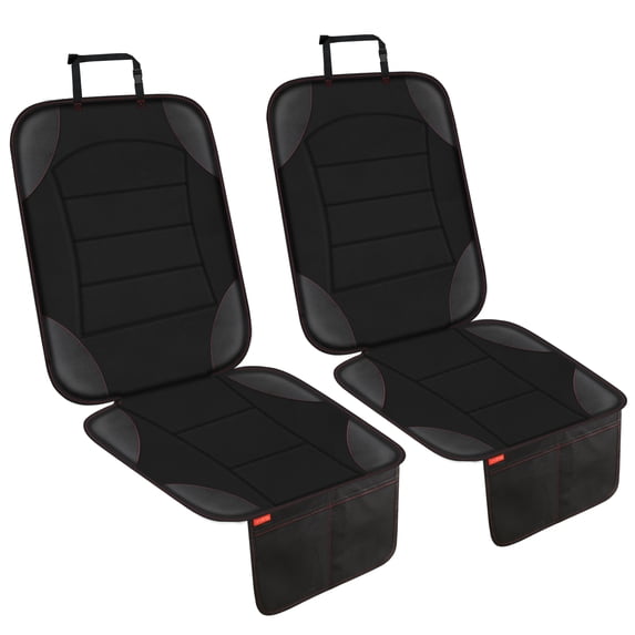 Siivton Car Seat Protector for Child Car Seat - Waterproof Non-Slip Leather Mat with 2 Mesh Pockets, Universal Seat Cover for Baby, Pets & Vehicles(2-Pack,Black)