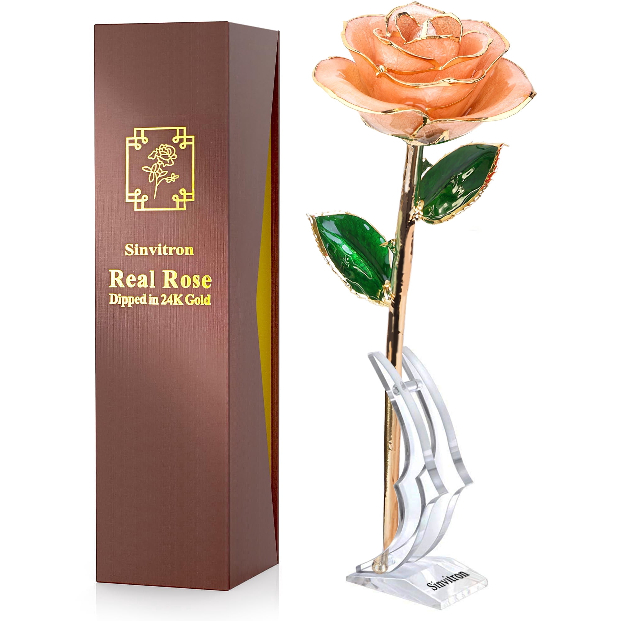 Small Gold Roses Sinvitron Gold Dipped Rose 24K Real Rose, Long Stem Gold Plated Rose ...