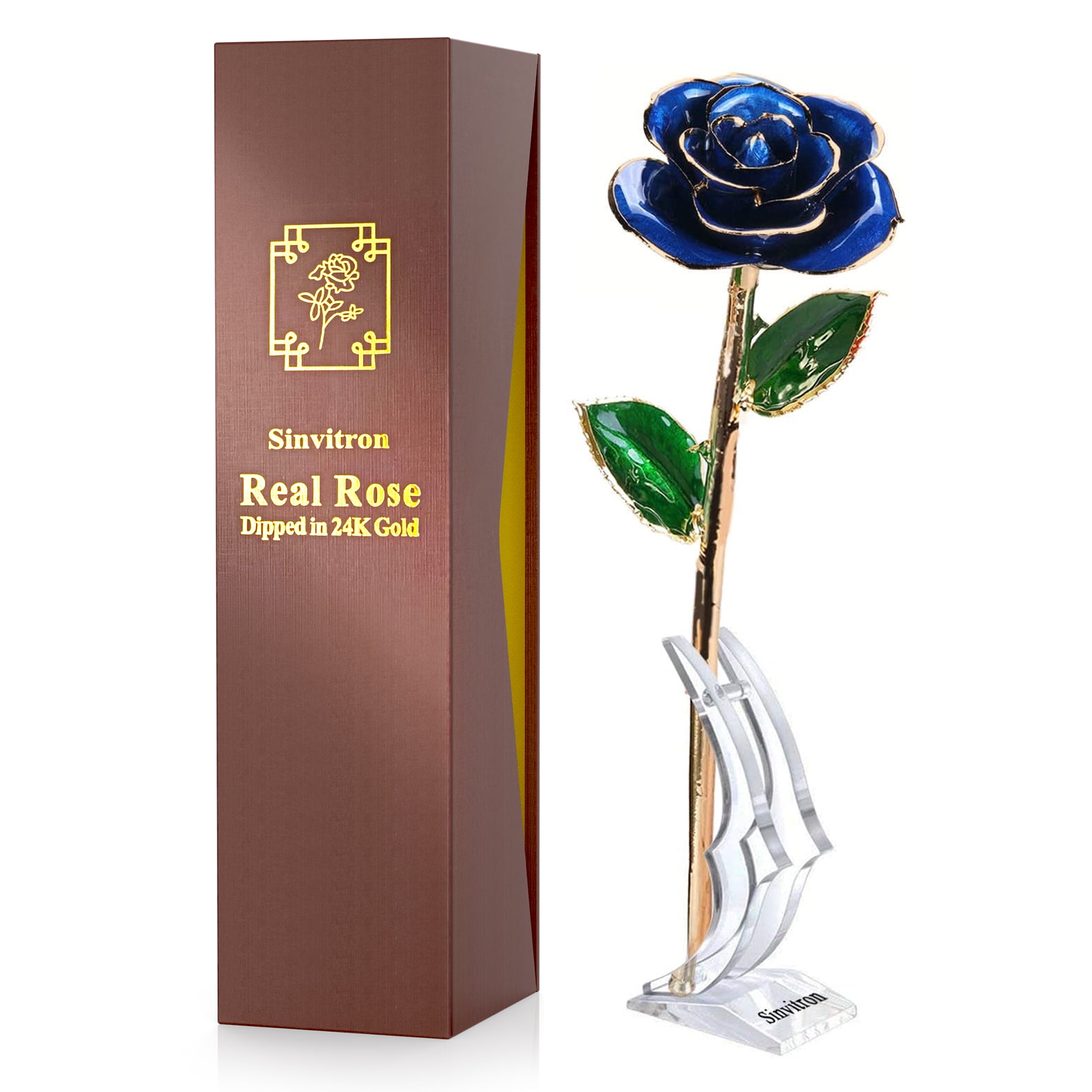 Sinvitron Gold Dipped Rose 24K Real Rose, Long Stem Gold Plated Rose ...