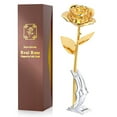 thumbnail image 1 of Sinvitron Gold Dipped Rose Real 24K Gold Rose, Long Stem Hand Dipped in 24K Golden Roses, Romantic Gifts for Women in Her Anniversary Birthday Mothers Day &Valentines Day (Golden), 1 of 7