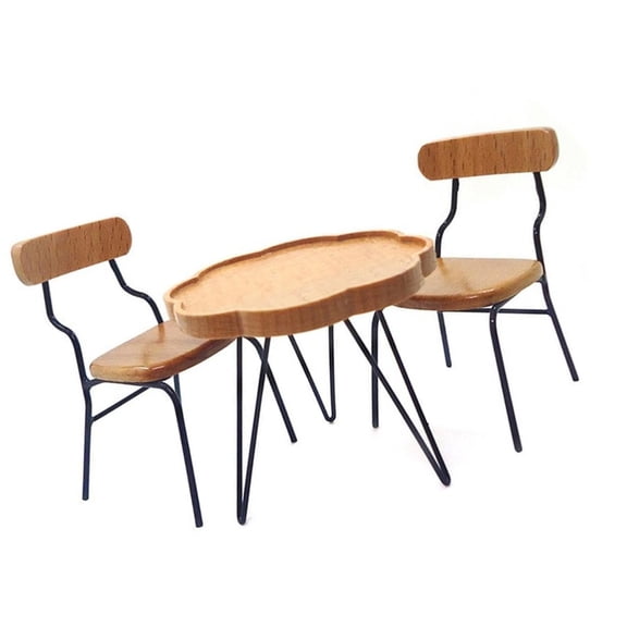 Sinyiin 1/12 Scale Miniature Coffee Table Chair Set Scene Decoration Furniture Doll House Accessories Leisure Setting Props