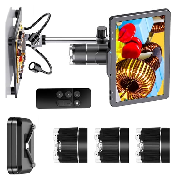 Sinyiin 10.1inch Digital Microscope 2500X Zoom 2MP Electronic Microscope Camera Rechargeable for Circuit Board Repair Soldering