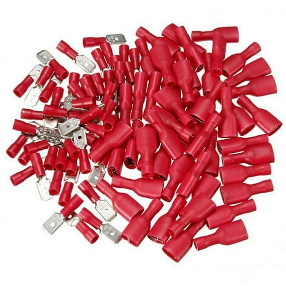 Sinyiin 100Pcs Female & Male Spade Insulated Connectors Crimp Electrical Wire Terminal