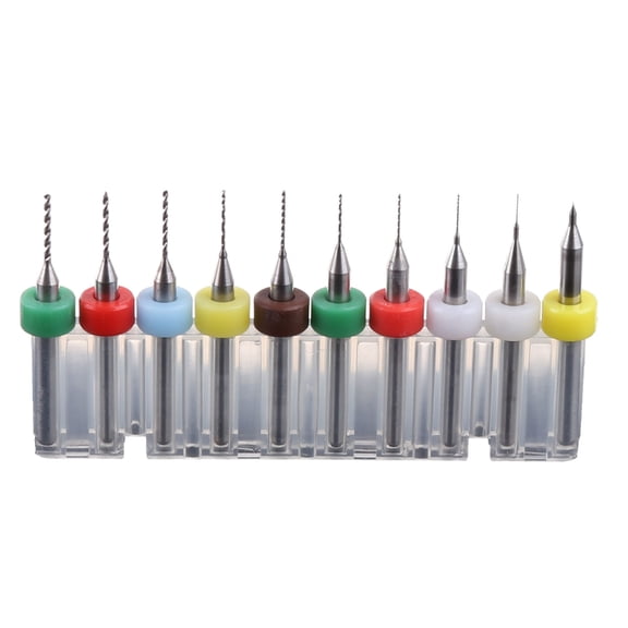 Sinyiin 10Pcs 0.1mm to 1.0mm PCB Print Circuit Board Carbide Micro Drill Bits Set Tool