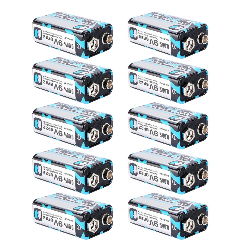 Sinyiin 10Pieces 9V Square Battery 6F22 Batteries Reliable Voltages for Smokings Alarms