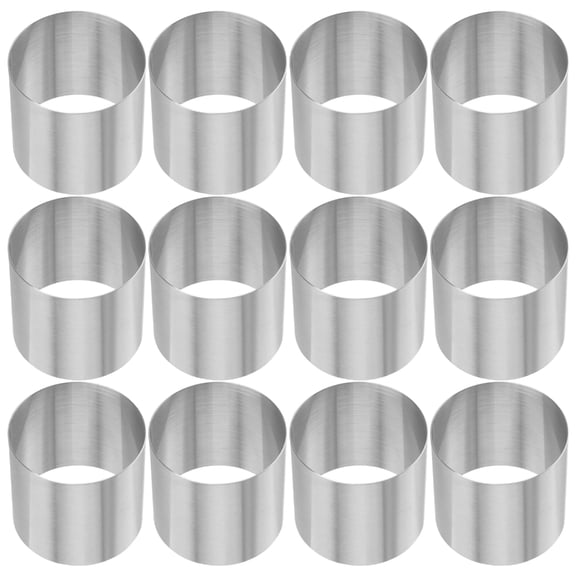 Sinyiin 12 Pieces Small Round Mousse Molds Fondant Rings Stainless Steel Cake Molds