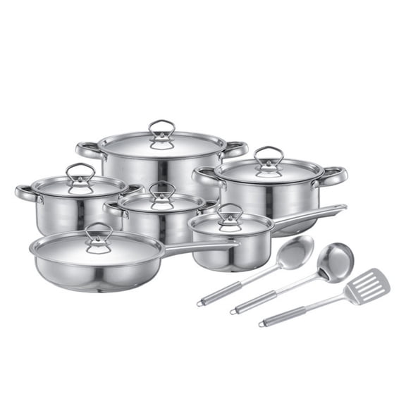 Sinyiin 15pc Practical Nonrust Steel Cookware Set Pot Pan For Professional Cooking