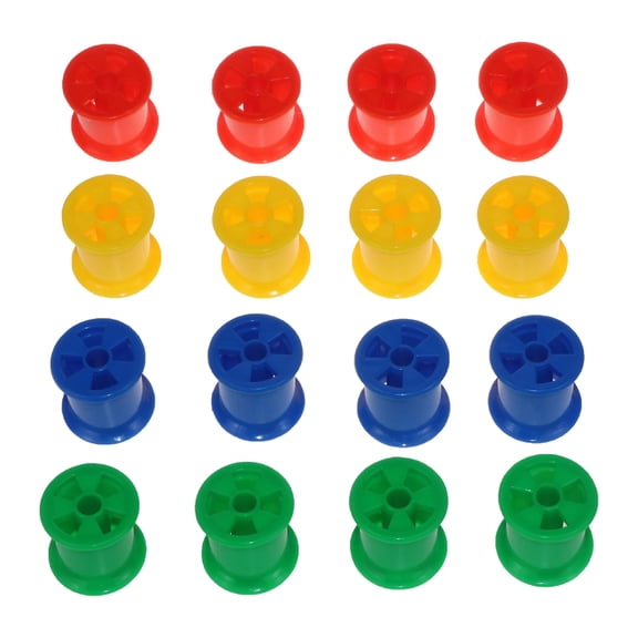 Sinyiin 16-Piece Bird Toy Parts Colorful Plastic Spools for Parrot Foot Toy Chew Toys