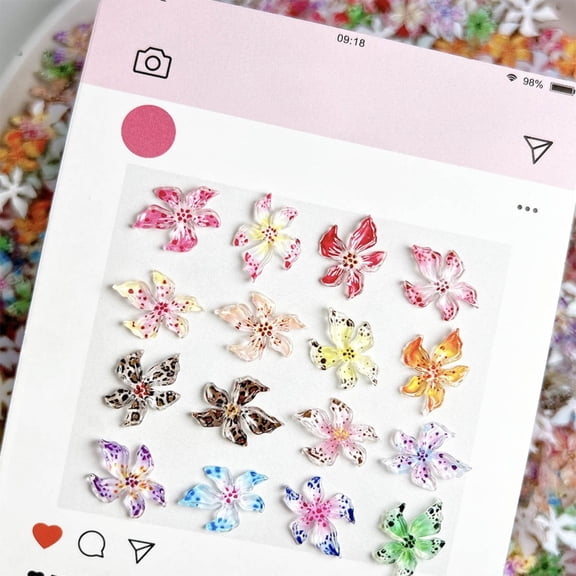 Sinyiin 20 Pieces 3D Hawaii Flowers Nail Charms Colorful Hibiscus Nail Decoration for Salon or Home Elegant Summer Designs