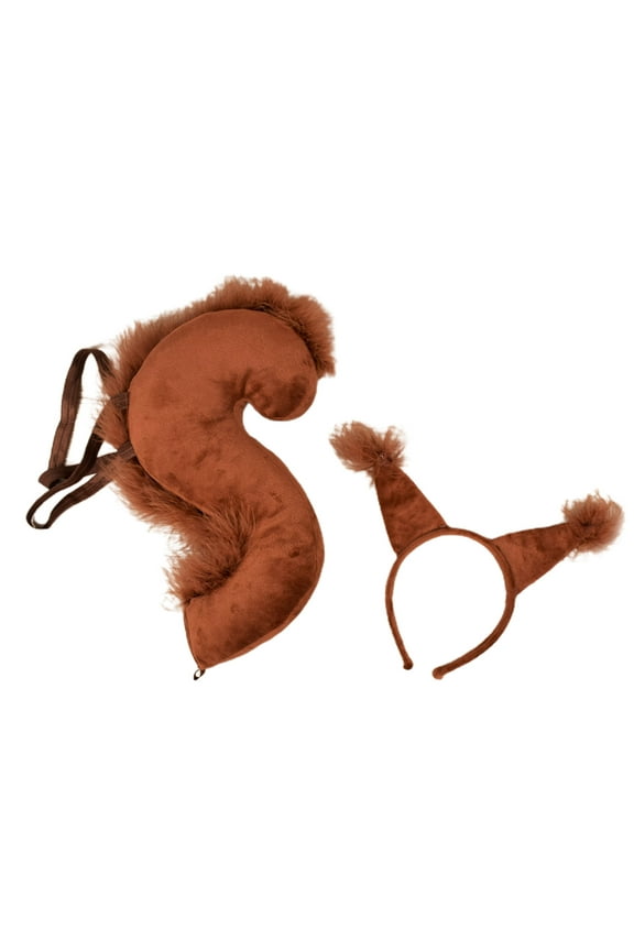 2pcs Cartoon Squirrel Ears Shape Hairband Color Cosplay Animals Tail Accessories for Boys Girls Kid Party Headband
