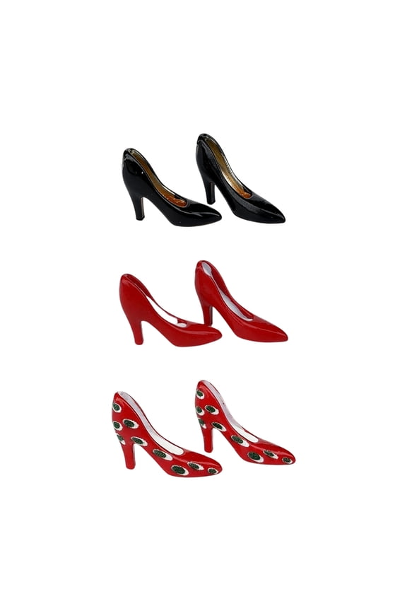 3 Pairs Miniature Iron Shoes Set For Model House Display Realistic Hand Painted