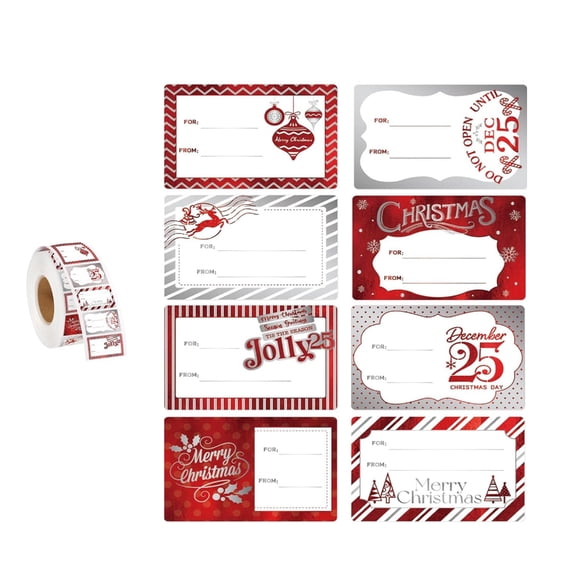 Sinyiin 300 Counts Christmas Name Sticker Labels Adhesive Wrapping Labels for Seal Envelope Card Candy Bag Packaging Decoration