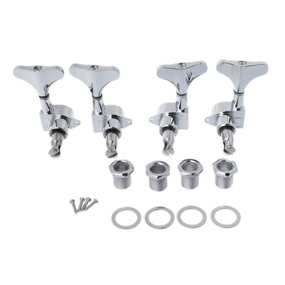 Sinyiin 4 String Bass Chrome Guitar Sealed Tuners Tuning Pegs Machine Heads 2R 2L