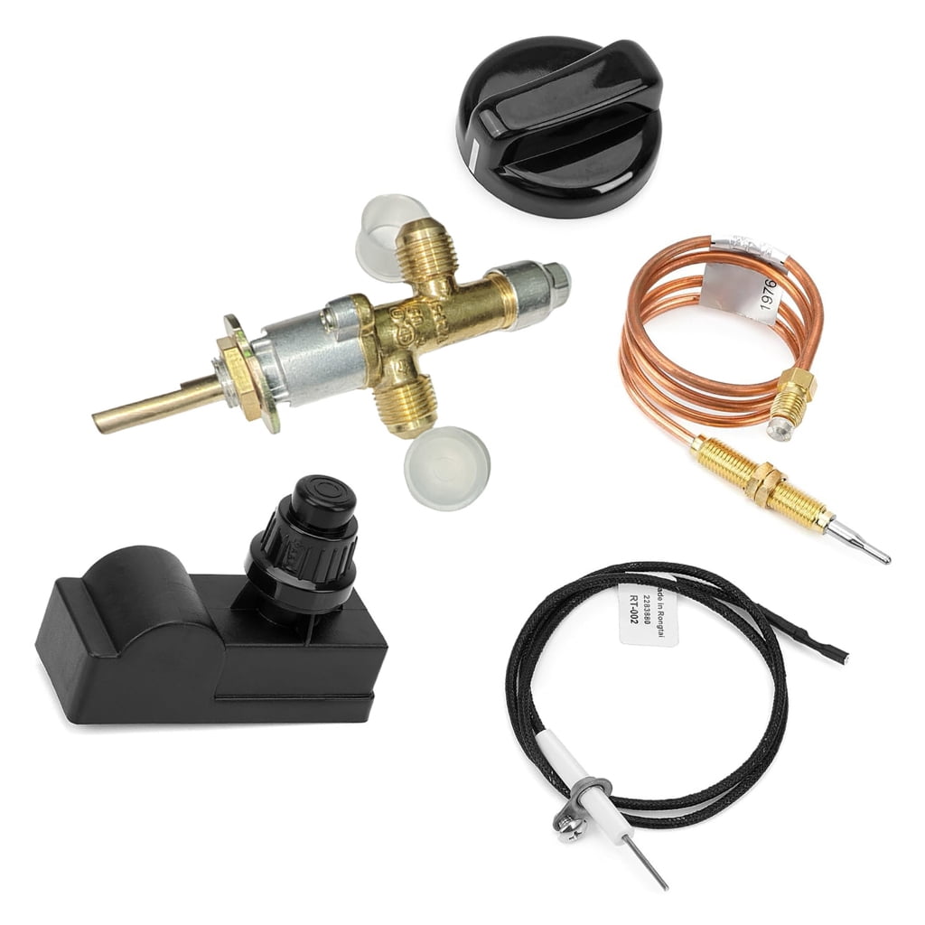 Sinyiin 5Pieces Gas Control Valves and Electrode Igniter Set Metal Texture for Fire Pits