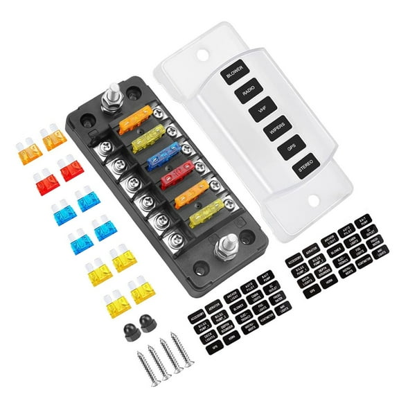 Sinyiin 6 Way Fuses Block with LED Indicator High Temp Resistant Housing Fuses Box Heavy Duty for Automotive Motorcycle Circuits