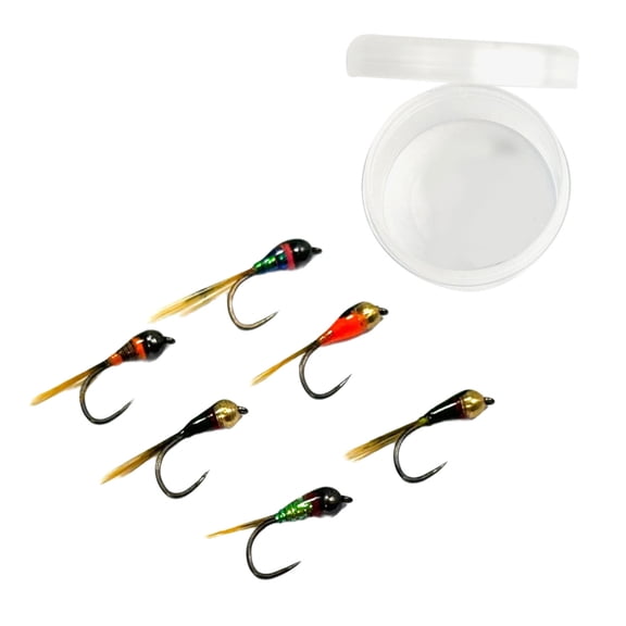 Sinyiin 6Pcs Metal Beads Head Jigging Artificial Fast Sinking Beads Fishing Fly Ice Fishing Lures Trouts Fishing Fly Lures