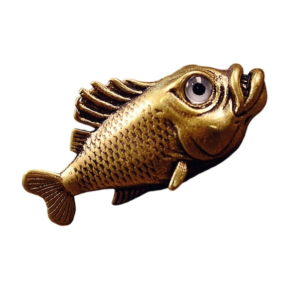 Sinyiin Antique Copper Fish Statue Ornament Miniature Sea Animal Figurine Desk Decoration For Mantel Bookshelf Cabinet Display