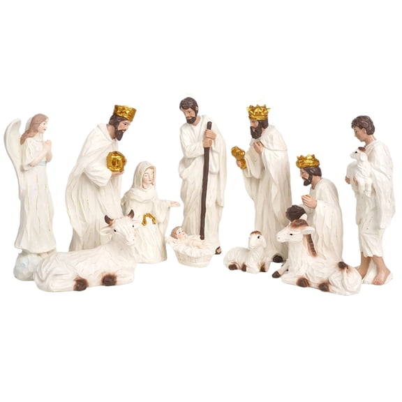 Sinyiin Baby Jesuses Holy Family Statue Miniature Christmas Nativity Scene Sculpture Xmases Indoor Home Table Holiday Decors