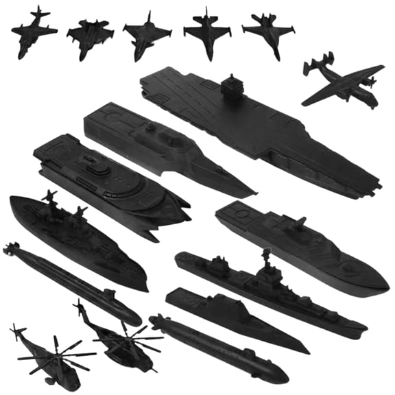 Sinyiin Black Naval Vessel Aircraft Collection 17PCS Model Figurine For Creative Building