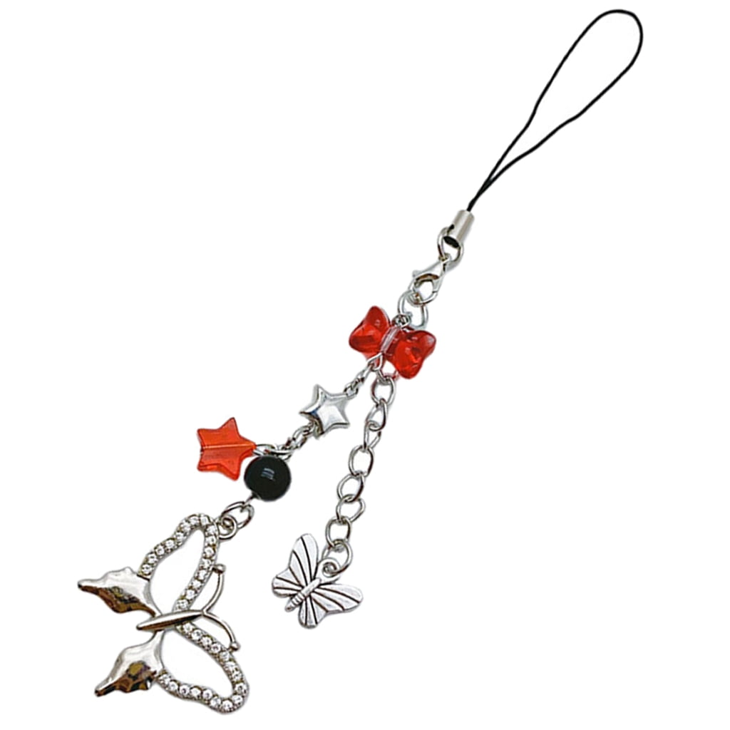 Sinyiin Bows Star Keychain Lanyard Wrist Strap Butterfly Phone Chain ...