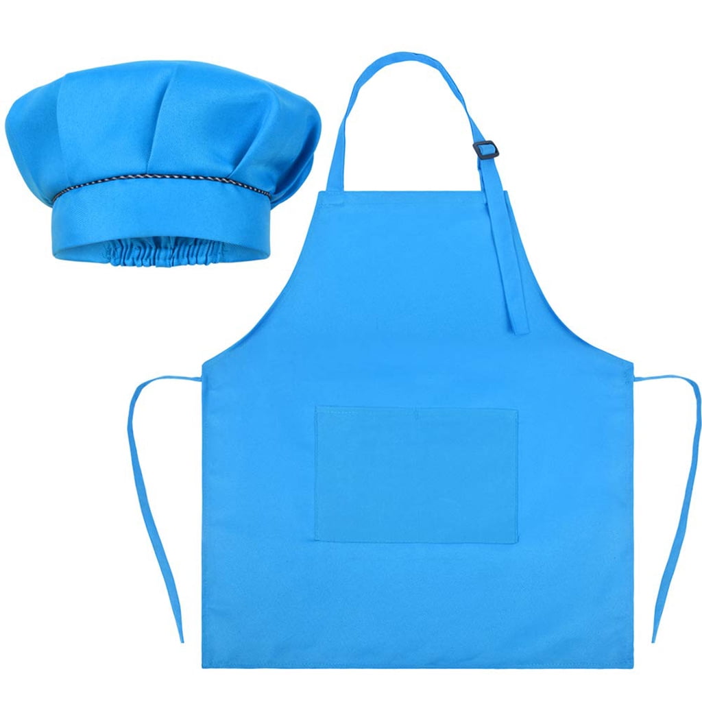 Sinyiin Boys Girls Chef Outfits Solid Color Mushroom Hat Apron Bib ...
