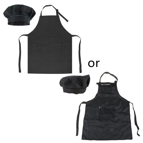Sinyiin Boys Girls Chef Outfits Solid Color Mushroom Hat Apron Bib Uniform Set Kids Kitchen Cooking Baking Costume Clothes