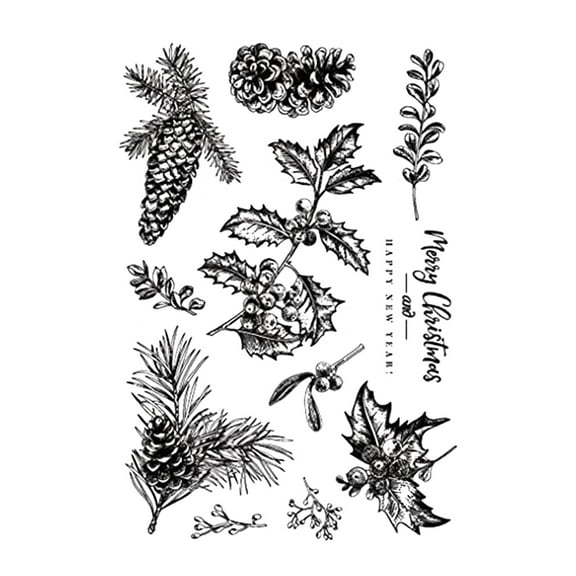 Sinyiin Christmas Pine Cones Silicone Clear Seal Stamp DIY Scrapbooking Embossing Photo