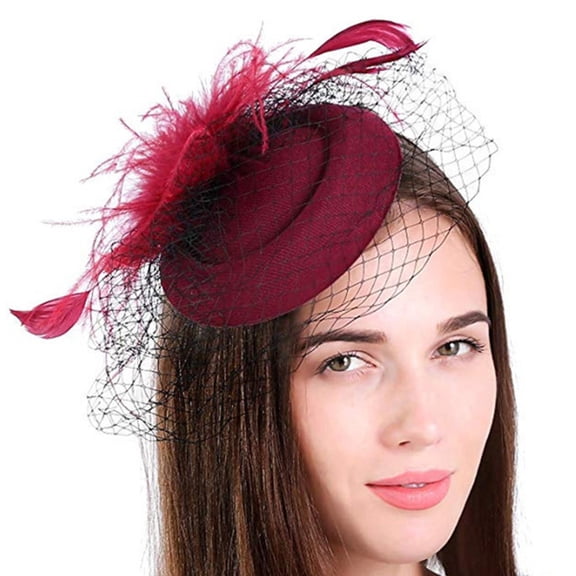Sinyiin Derby Pillbox Hat Cocktail Tea Party Fascinator Women Fascinator Headband Veil