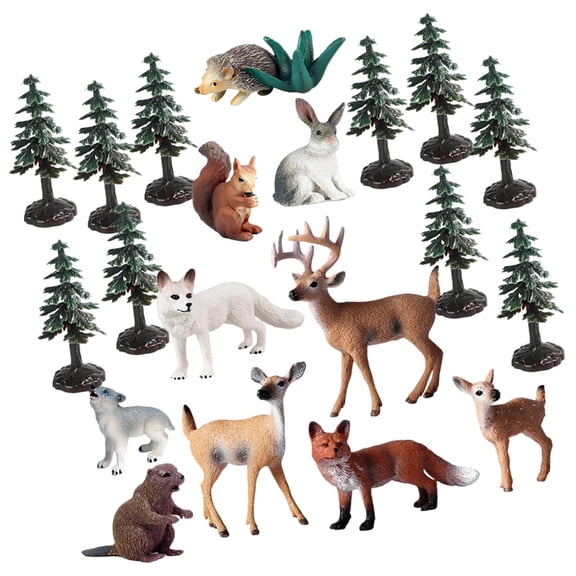 Sinyiin Diverse Wildlife Scene Building Set with Plant Models for Imaginative Children Play