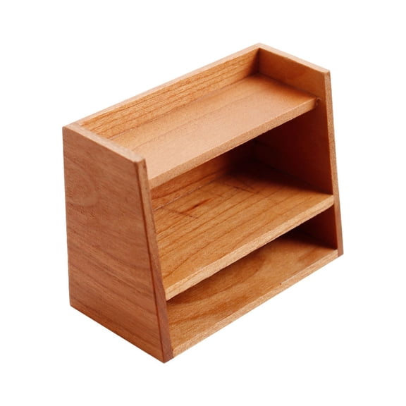 Sinyiin Doll House Shelf Wood 1/12 Scale OB11 Doll Accessory Miniature Storage Cabinet for Living Room Kitchen Scene Setting