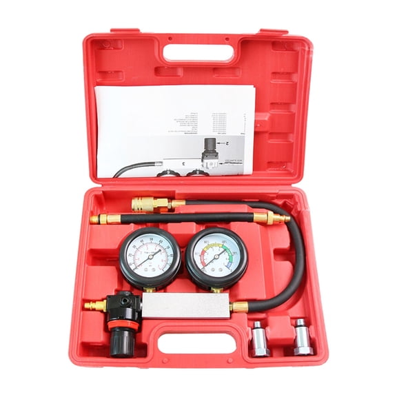 Sinyiin Double Gauge Leakdown Detector Cylinder Leak Down Tester with Case for Car Motorcycle Engine Compression Tester