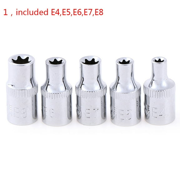 Sinyiin E4 E5 E6 E7 E8 Socket Wrench Set Torx Star Bits External Female E Socket Set Automotive Car Shop Tools 1/4 Inch(6.3mm)