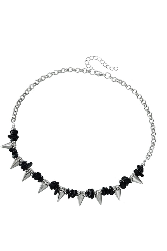 Edgy Spliced Alloy Chokers Necklace Adjustable Gothic Punk Inspired Jewelry Design