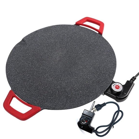 Sinyiin Electric Grill Pan Round BBQ Griddle Concave Nonstick Coating Temperature Knob