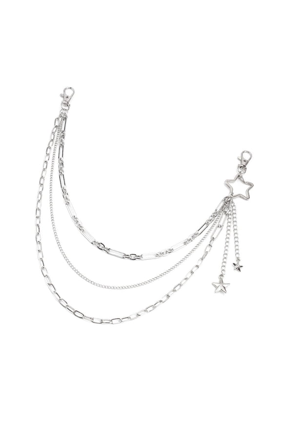 Fashionable Five Point Star Belt Chain Premium Metal Hip Jewelry Easy Maintenance