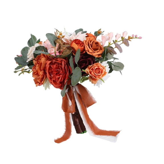 Sinyiin Faux Caramel Roses Wedding Flwoer Realistic Fall Centerpiece Table Decoration
