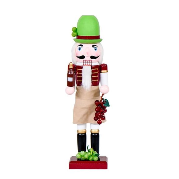 Sinyiin Festives Wood Nutcrackers with Wine and Grape Tabletop Decoration Christmas Gift
