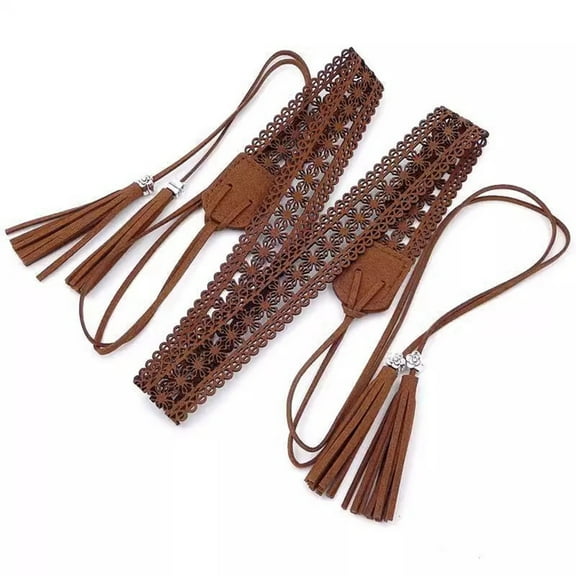 Sinyiin Hot Girl Waistband Western Cowboy Style Cowgirl Belt Tie Belt Hollow Flower