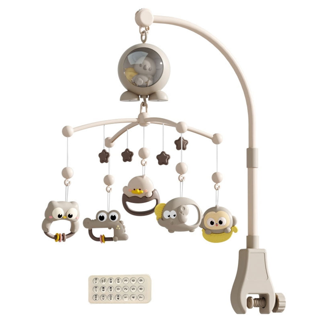 Sinyiin Infant Bedside Music Toy With Ceiling Light Show Auto Spin Mobile Built In Lullabies Wireless Remote For Newborns