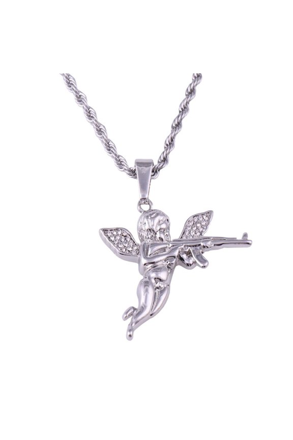 Minimalist Mens Angel Choker Pendant Necklace Retro Pendant Metal Alloy Necklaces Unisex Jewelry Halloween Accessories