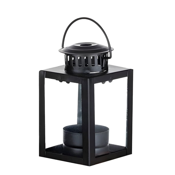Sinyiin Minimalists Black Metal Candle Lanterns with Hanging Hook For Tabletop Display