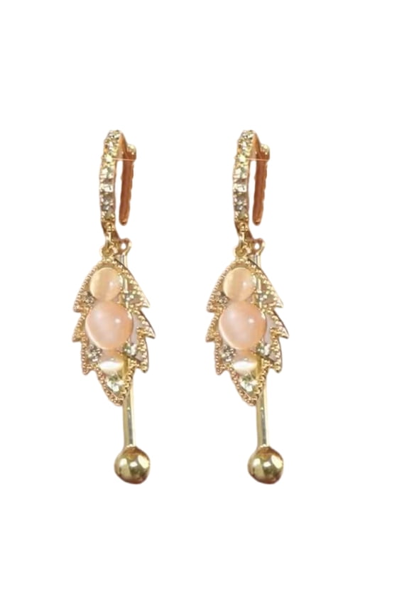 Natural Leaf Inspired Ear Cuff Featuring Real Cats Eye Gemstones Trendy Minimalist Statement Jewelry For Daily Wear