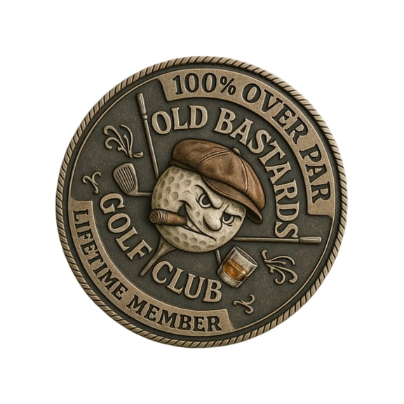 Sinyiin Over Par Old Bastards Golf Coin Humorous Golfer Gift,Novelty Golf Ball Marker Funny Golf Accessories for Men Women