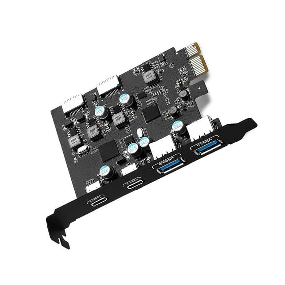 Sinyiin PCIE USB 3.0 Card 6 Port PCIE 2X USB 3.0 C 2X USB A Expansion Card PCIE Controller Adapter for Desktop PC Host Card